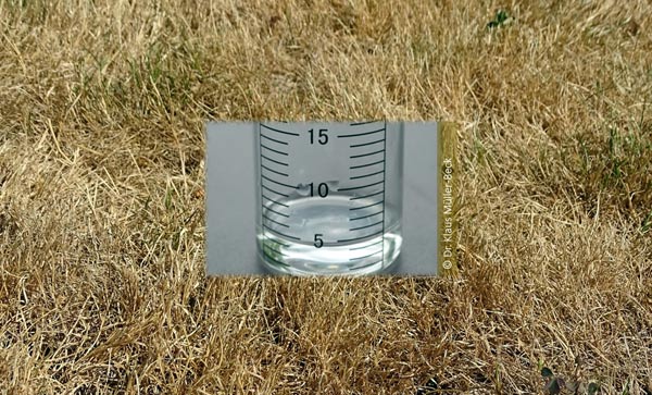 Niederschläge werden im Regenmesser in mm gemessen, das ist gleich l/m².